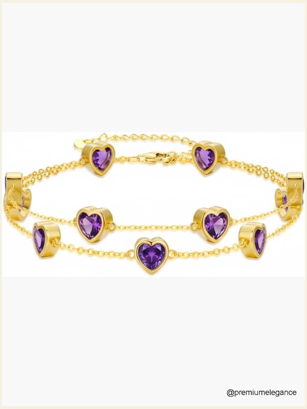 14K Gold Layered Heart Birthstone Bracelet